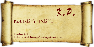 Kotlár Pál névjegykártya